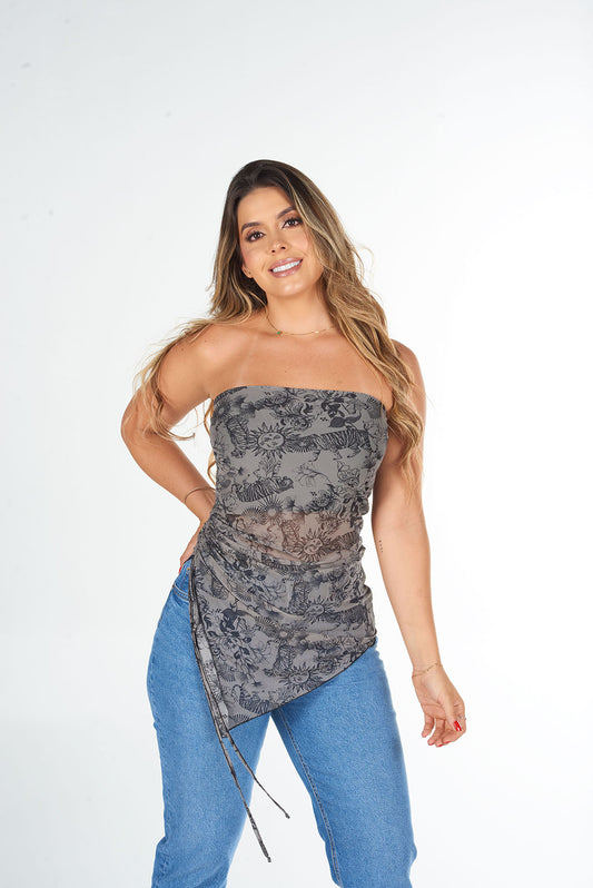 Blusa en Mallatex con recogido