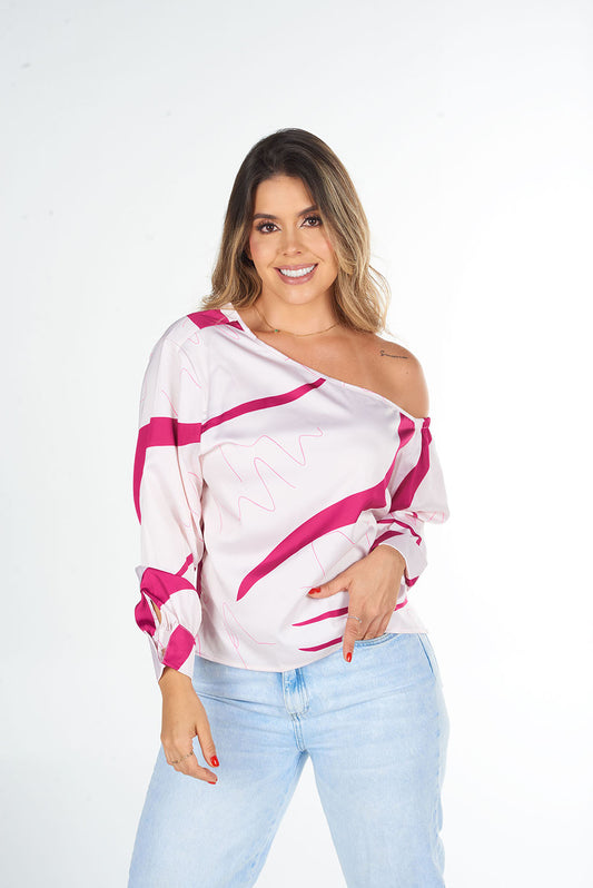 Blusa Manga Larga Un Solo Hombro