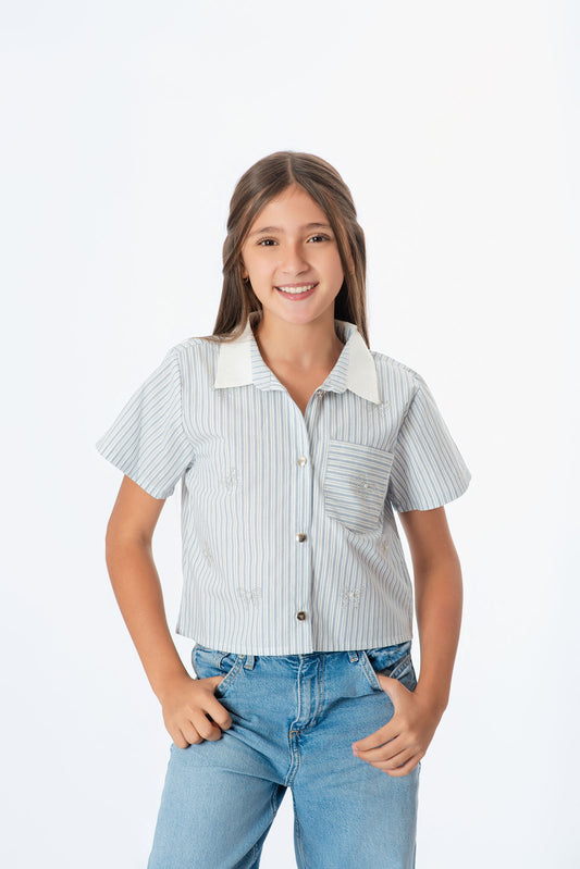 Blusa rayas niña con moños