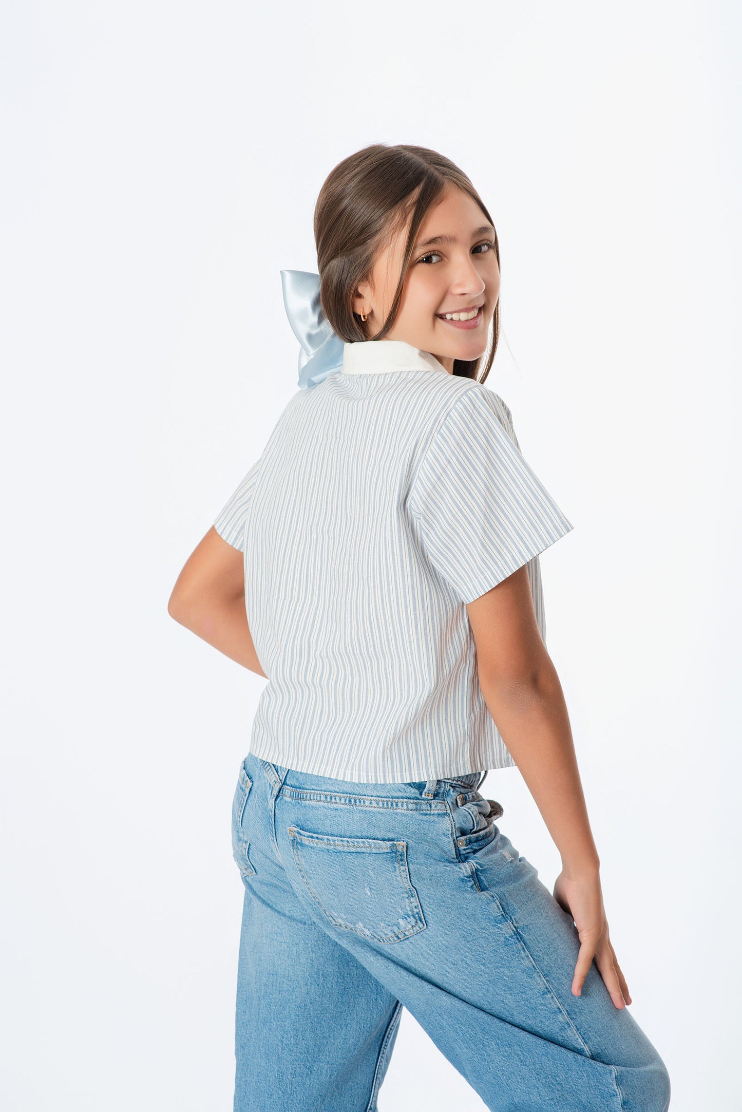 Blusa rayas niña con moños