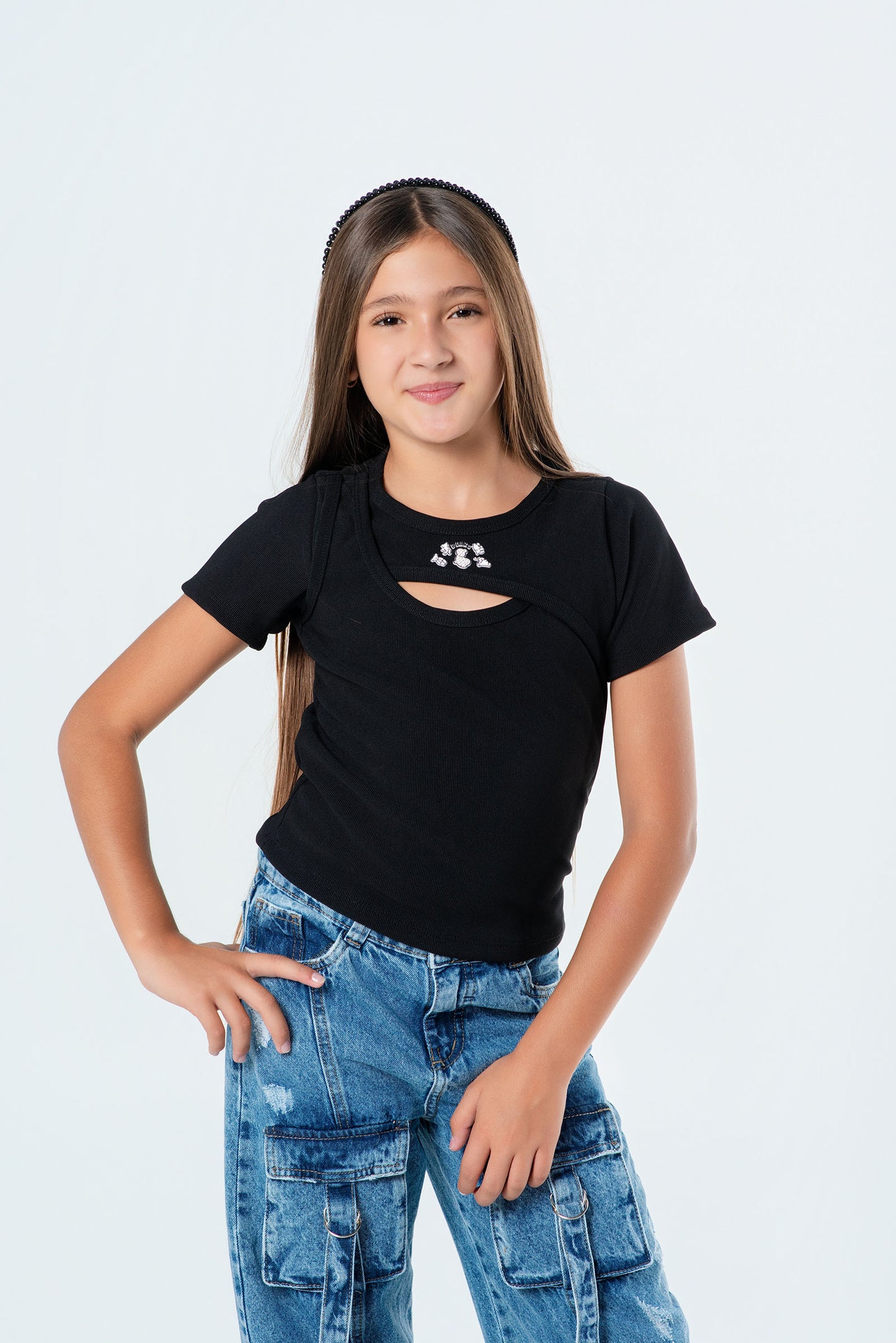 Blusa teen rib cruzada con abertura