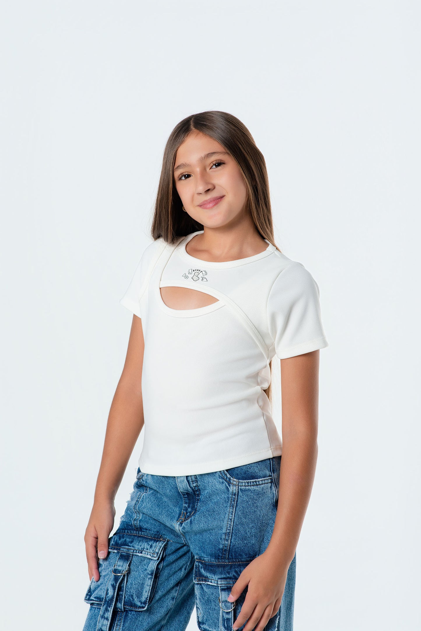 Blusa teen rib cruzada con abertura