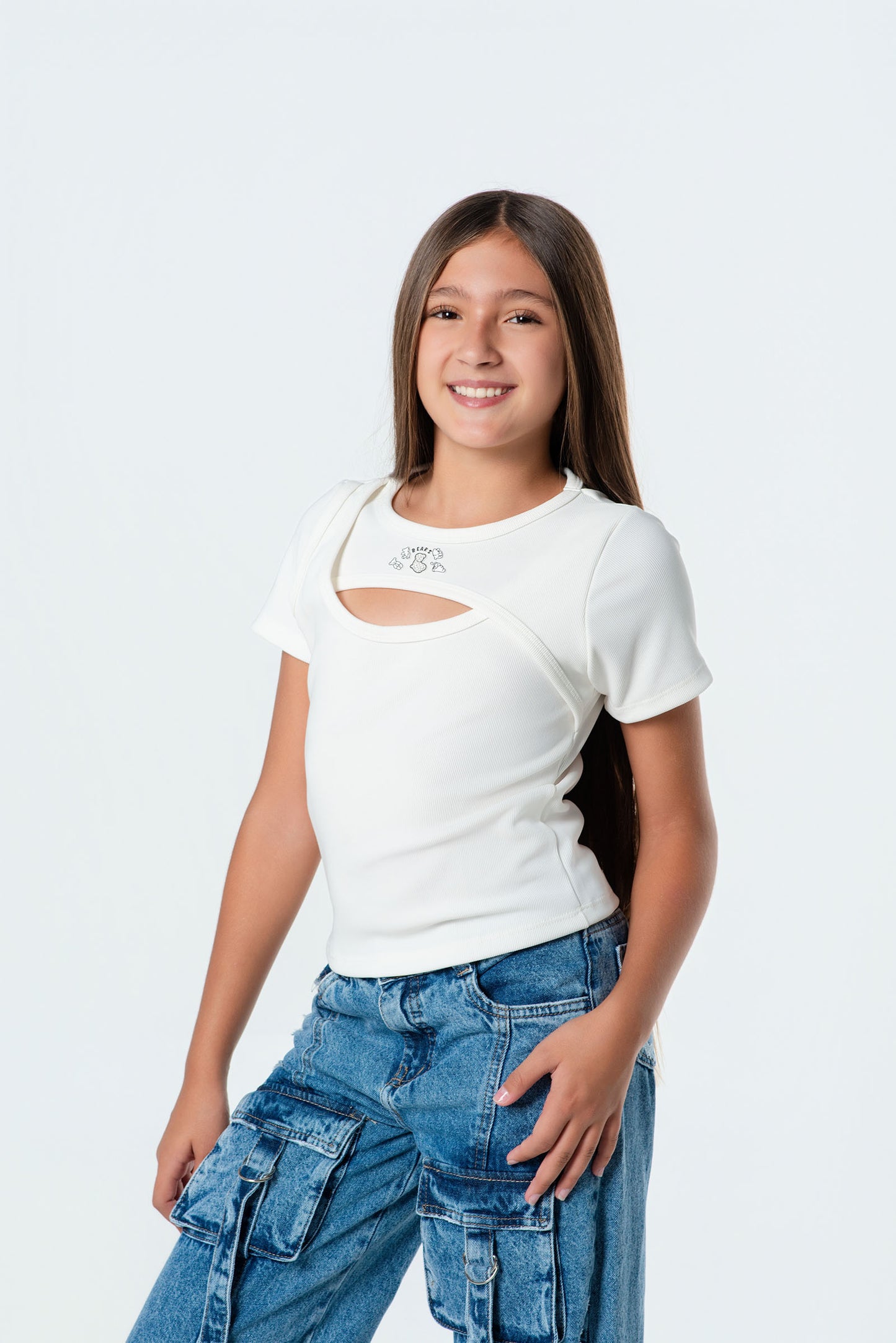 Blusa teen rib cruzada con abertura