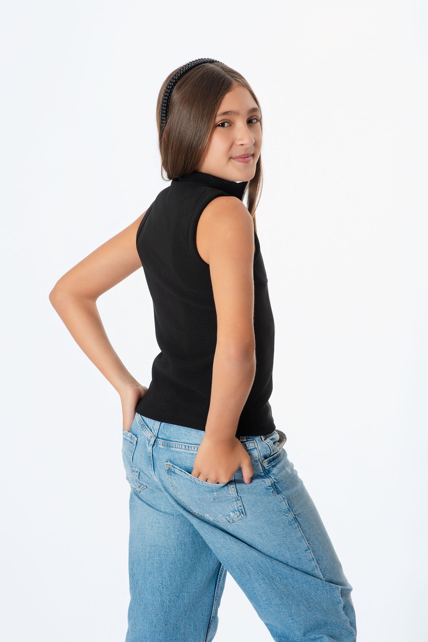 Blusa Teens con Cierre – Rib bicolor