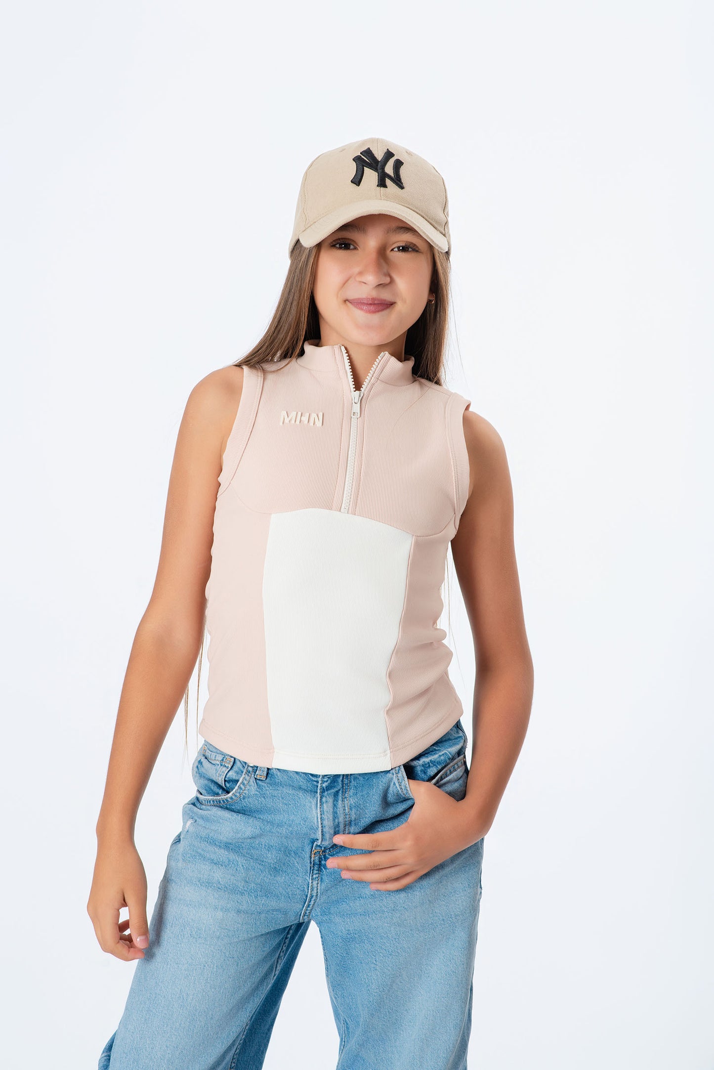 Blusa Teens con Cierre – Rib bicolor