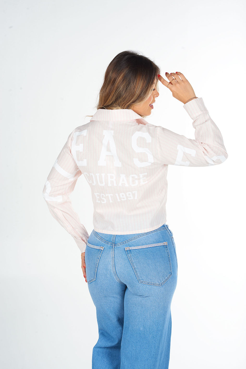 Camisa Rayas Estampada Manga Larga con Bolsillos