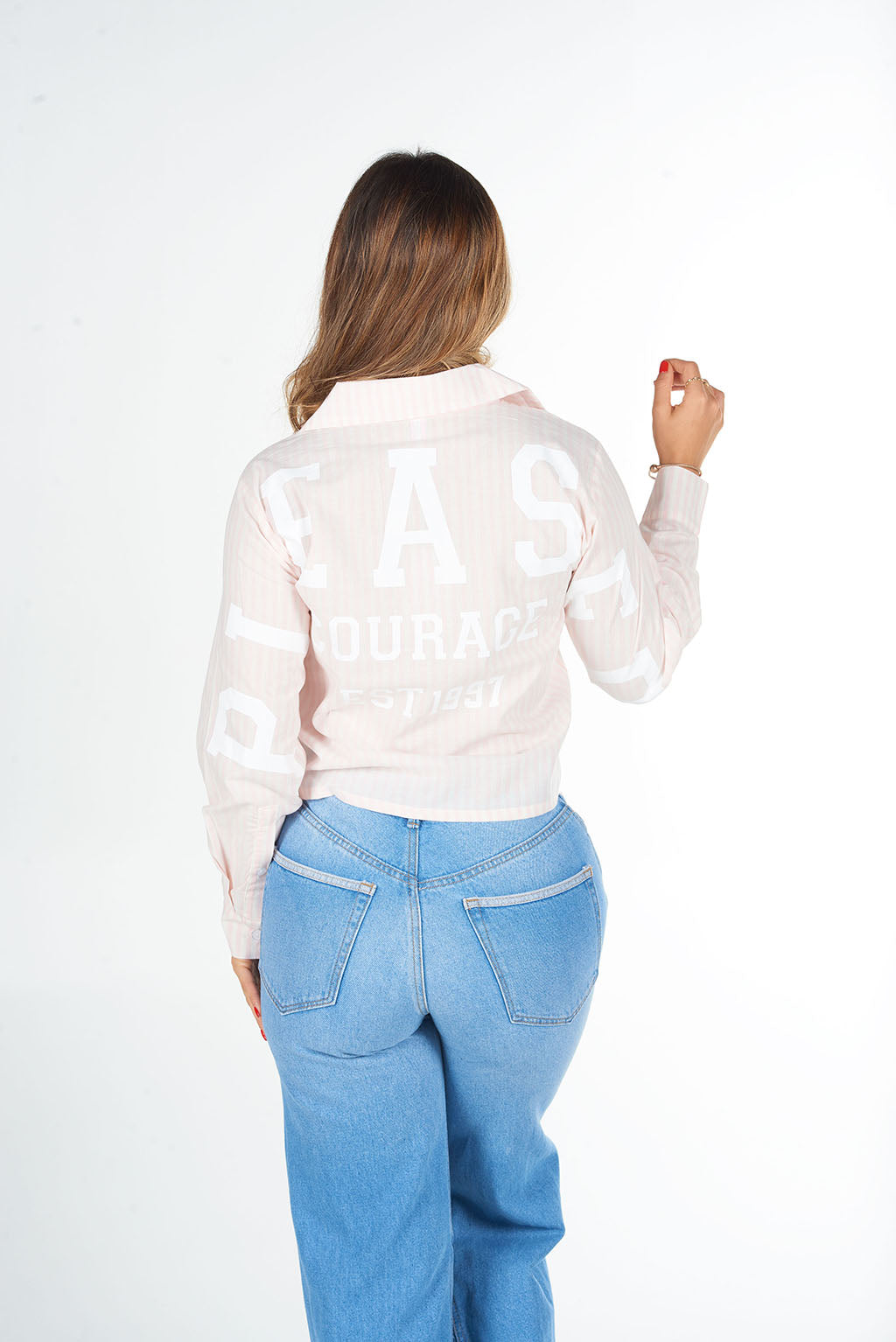 Camisa Rayas Estampada Manga Larga con Bolsillos