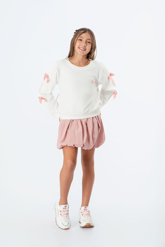 Conjunto buso con falda globo niña