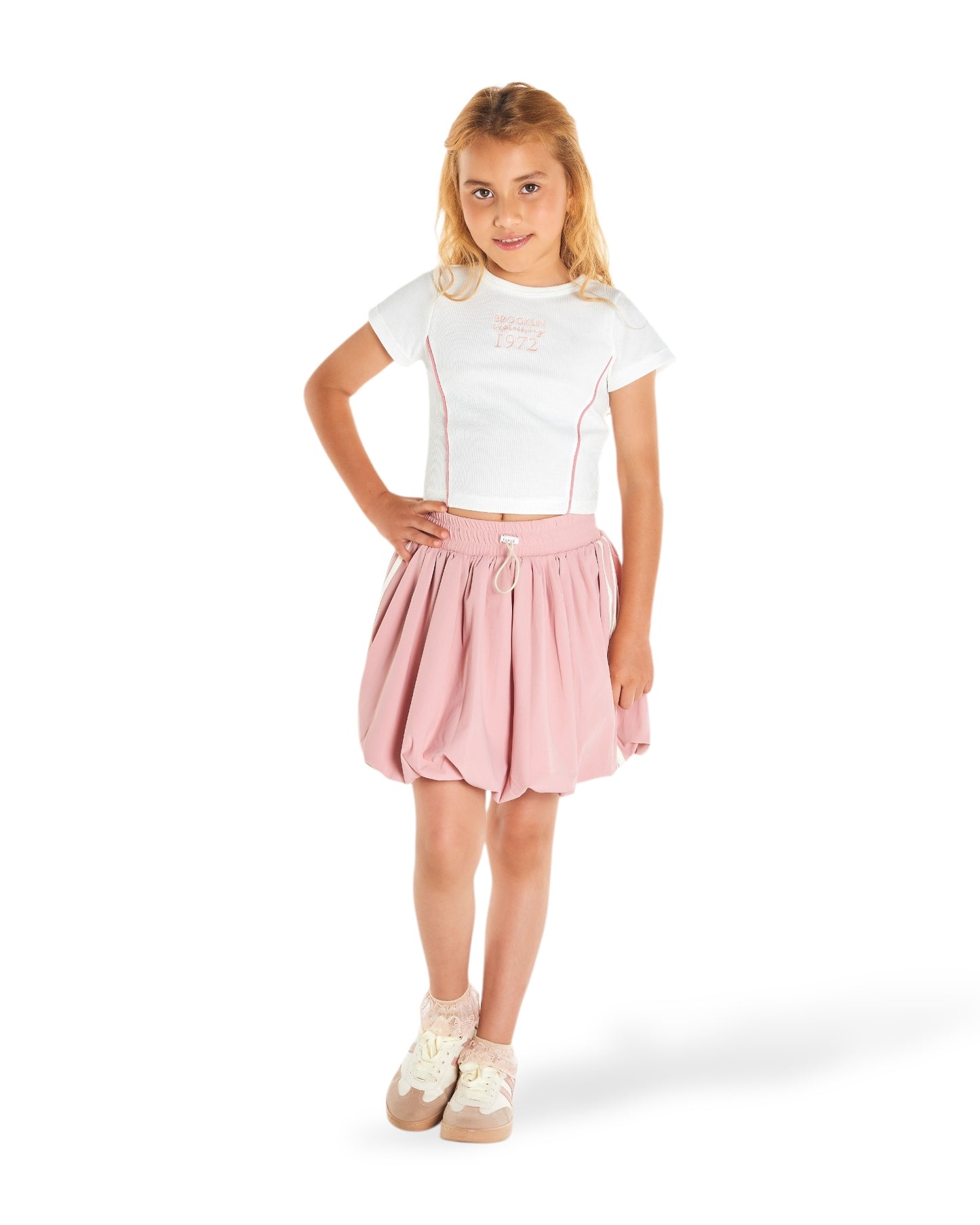 Conjunto falda globo rosa
