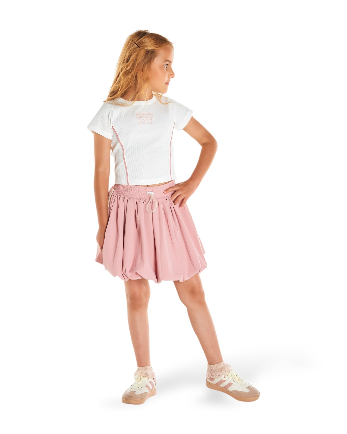 Conjunto falda globo rosa