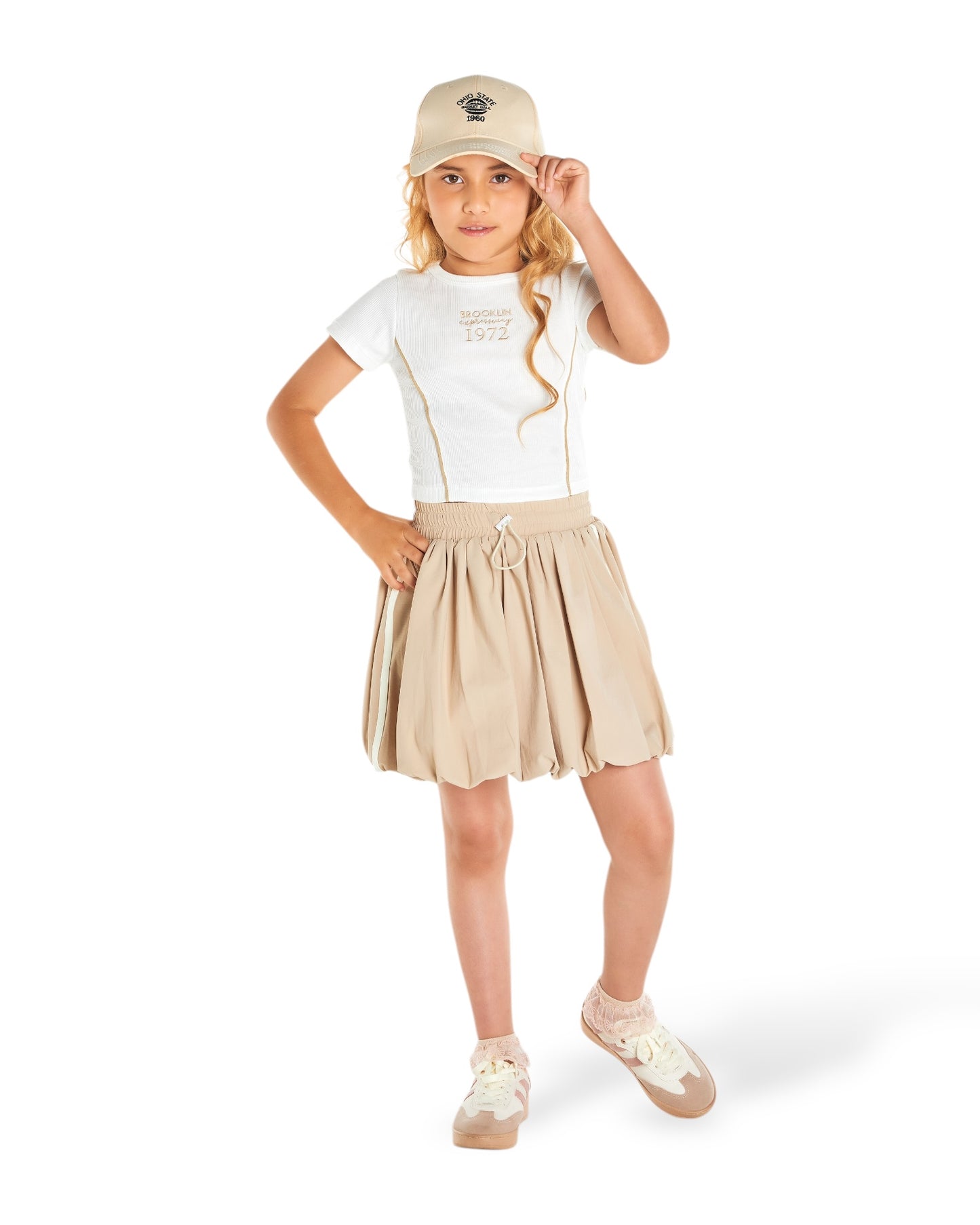 Conjunto falda globo caqui