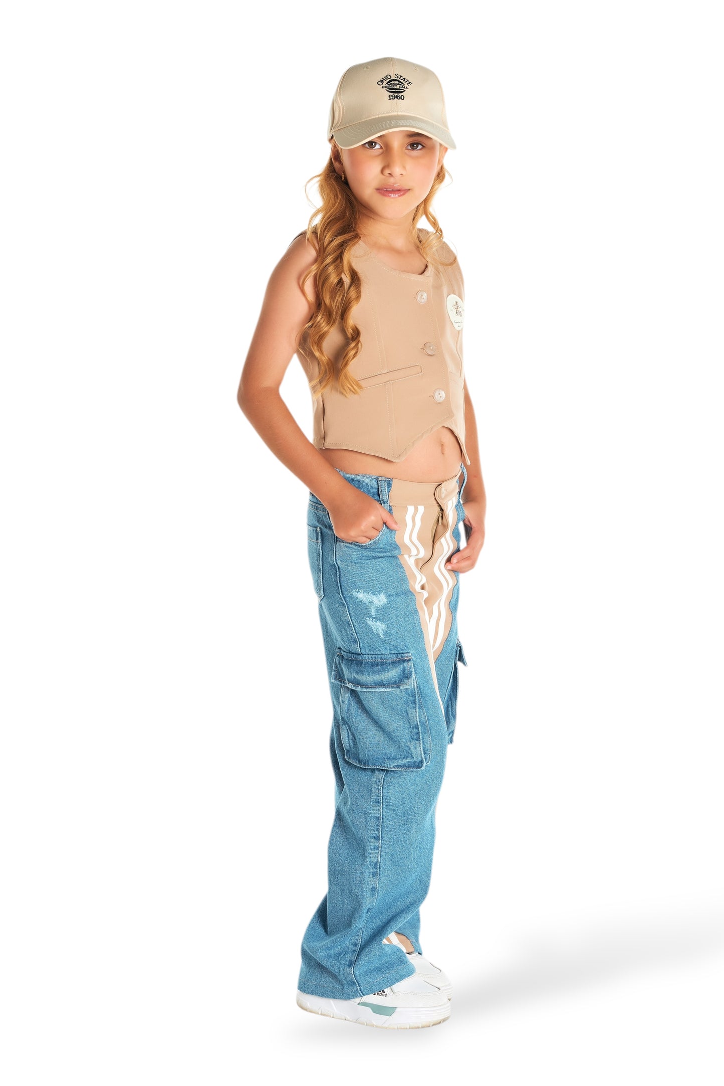 Conjunto Teen Chaleco Caqui + Jean Cargo