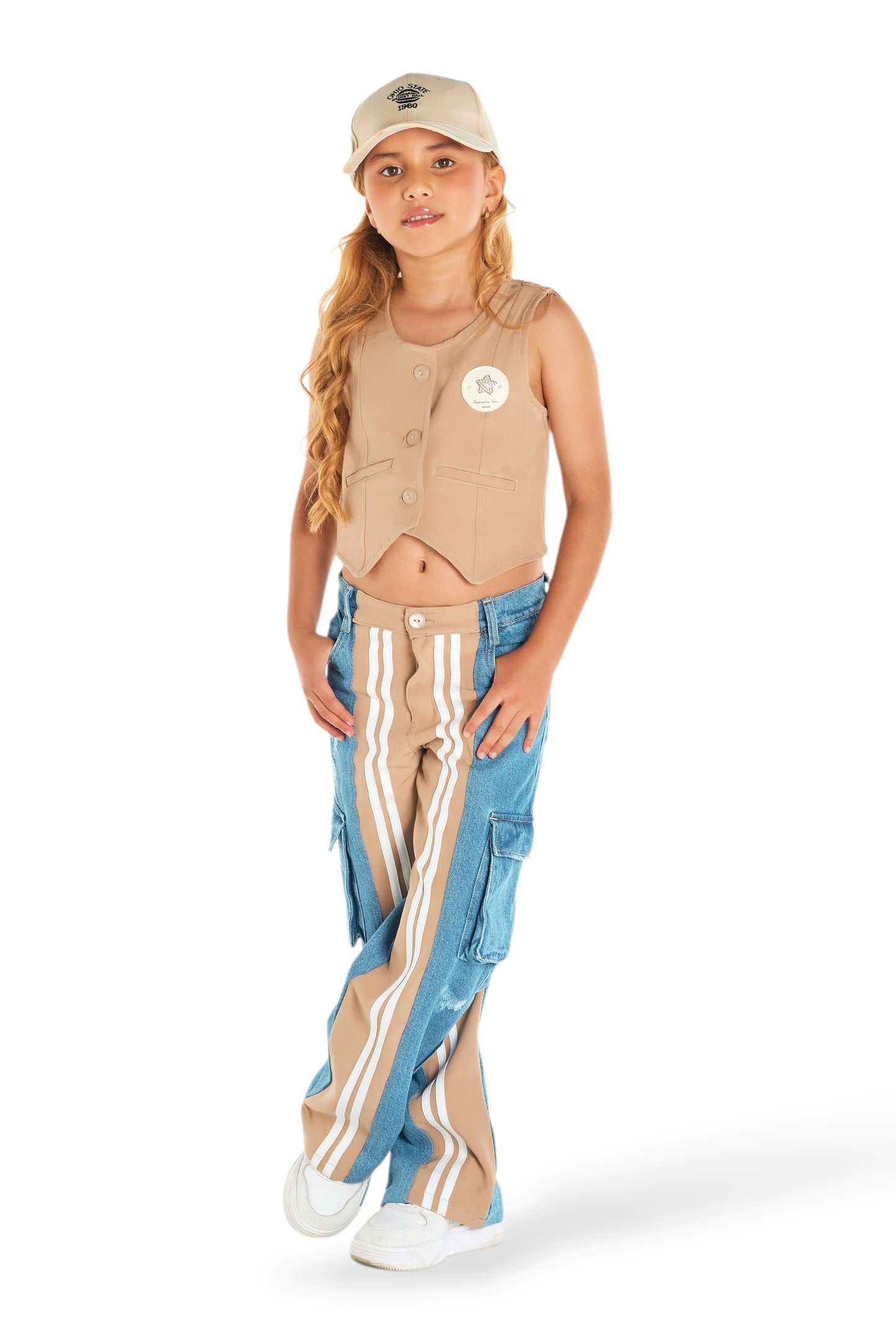Conjunto Teen Chaleco Caqui + Jean Cargo