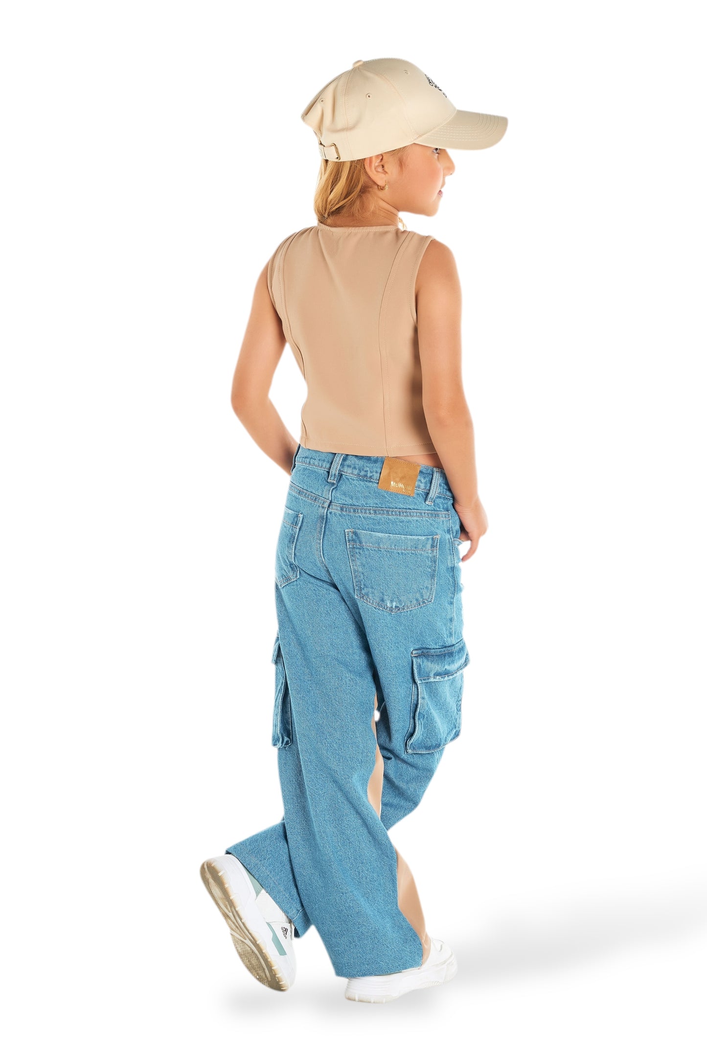 Conjunto Teen Chaleco Caqui + Jean Cargo