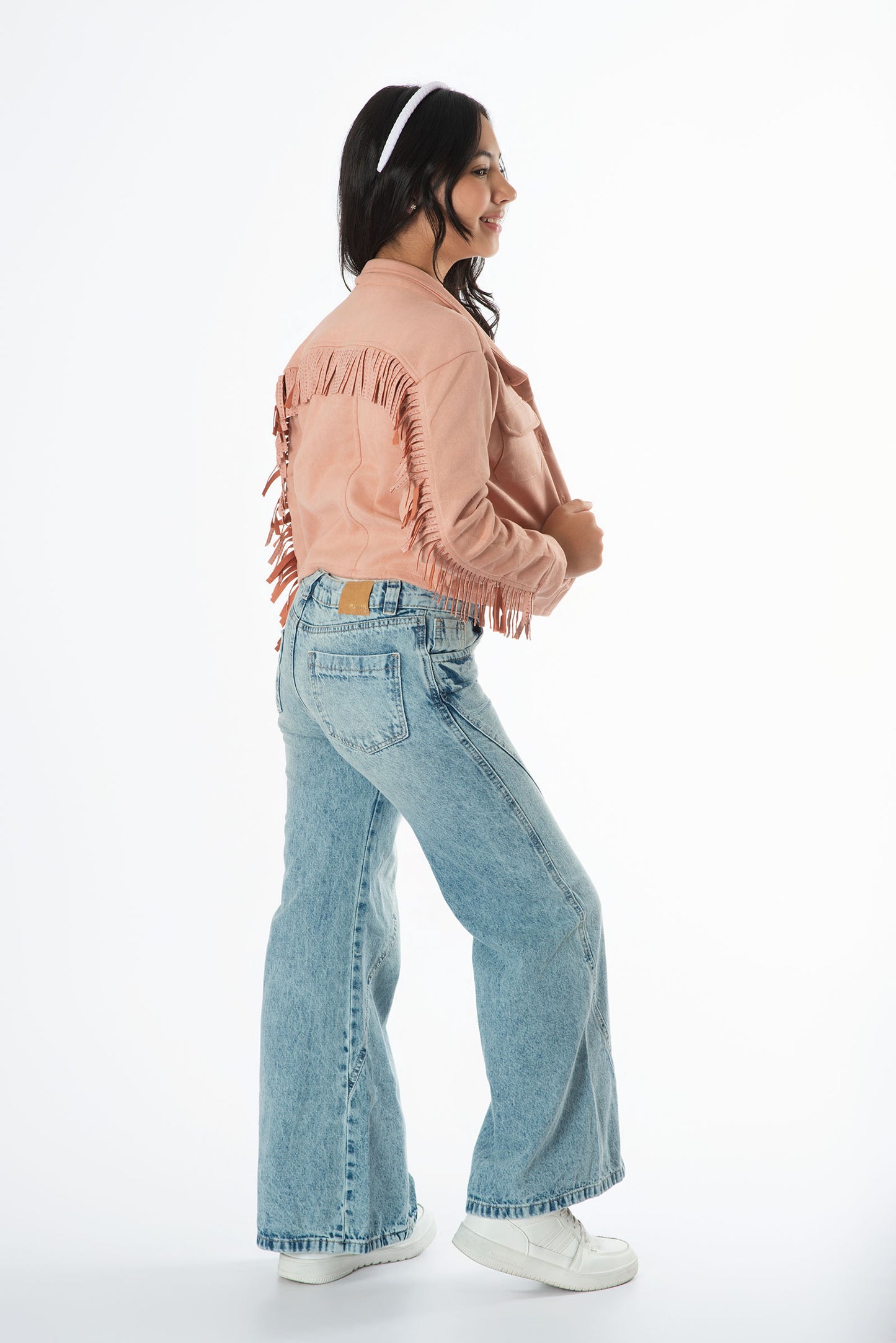 Conjunto jeans con chaqueta de flecos