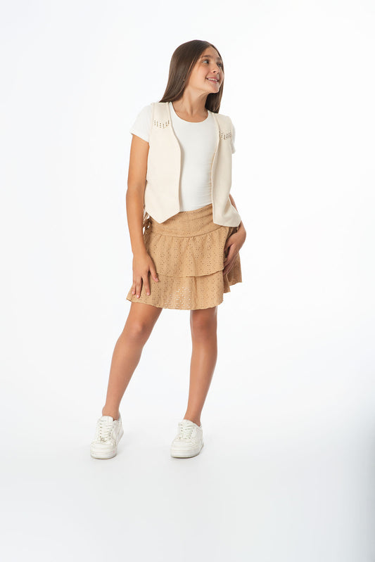 Conjunto Falda Ojalillo Juvenil | Chaleco