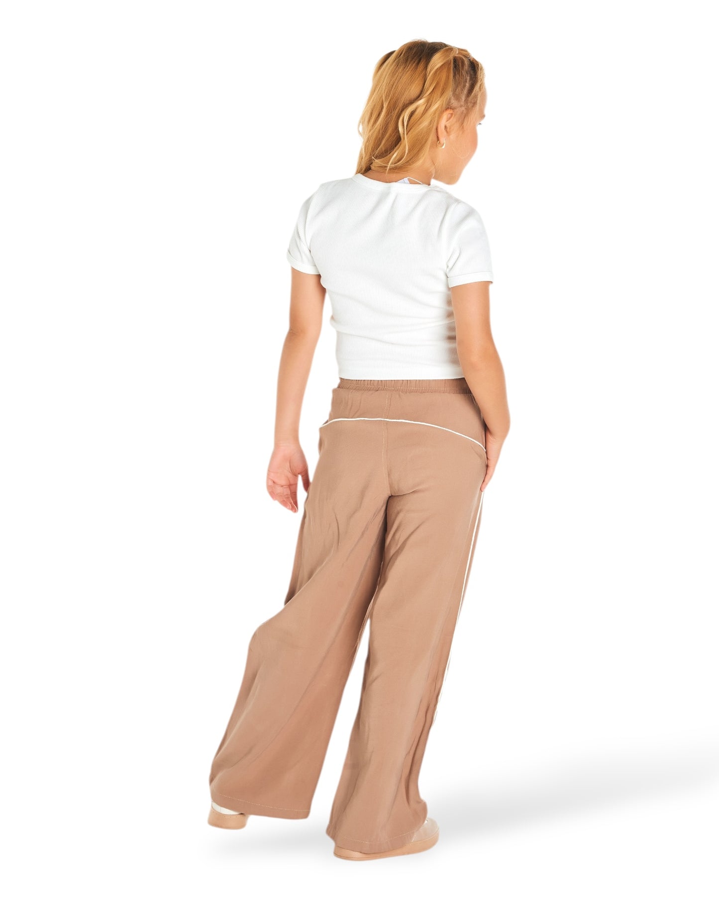 Set Pantalón Chalis Rayón Sesgo Envivado + Top Rib Juvenil