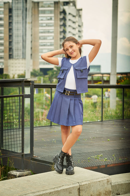 Set Falda Plisada y Chaleco