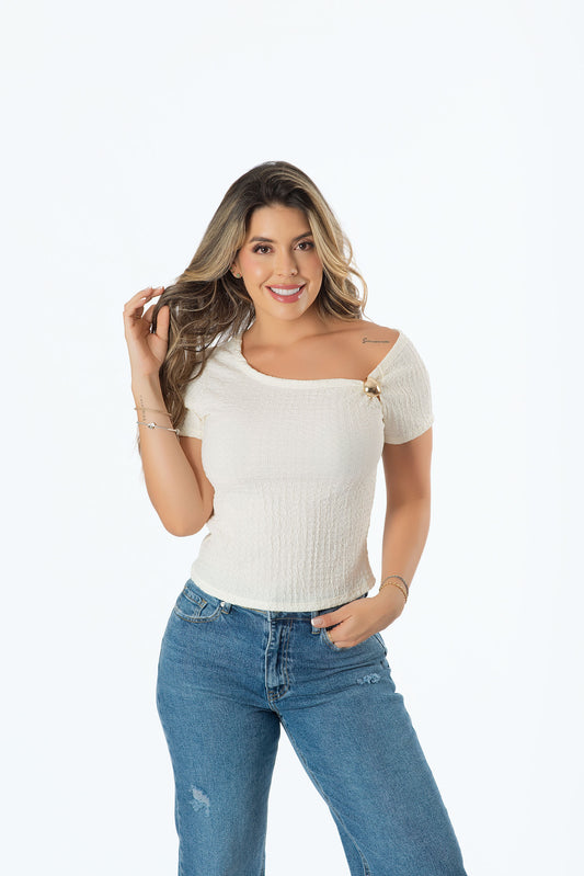 Blusa Craquelada con Herraje | Texturizada