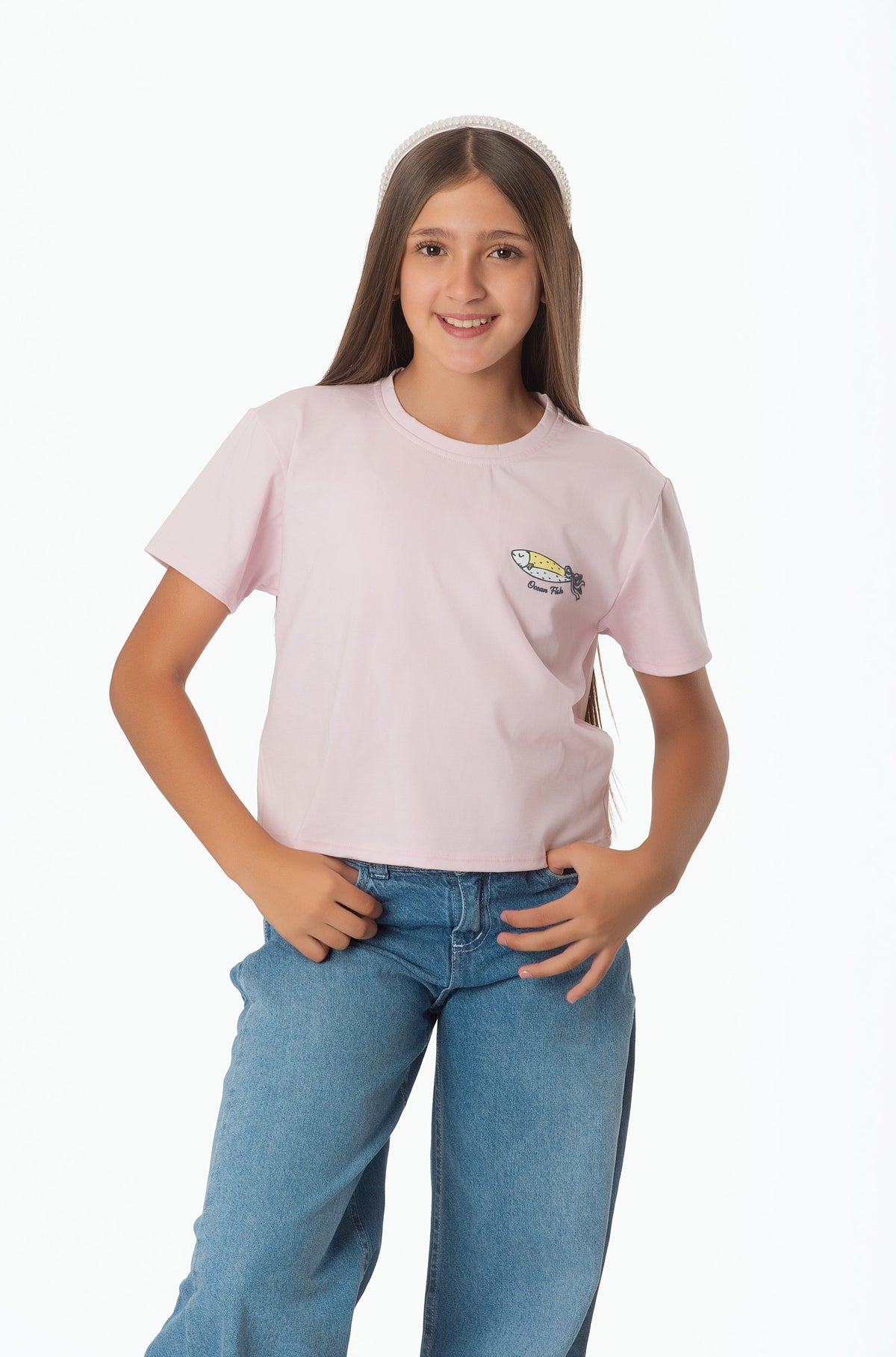 Blusa Teens Estampado Pescados en Rayón con Detalle Gráfico Posterior | Estilo Casual