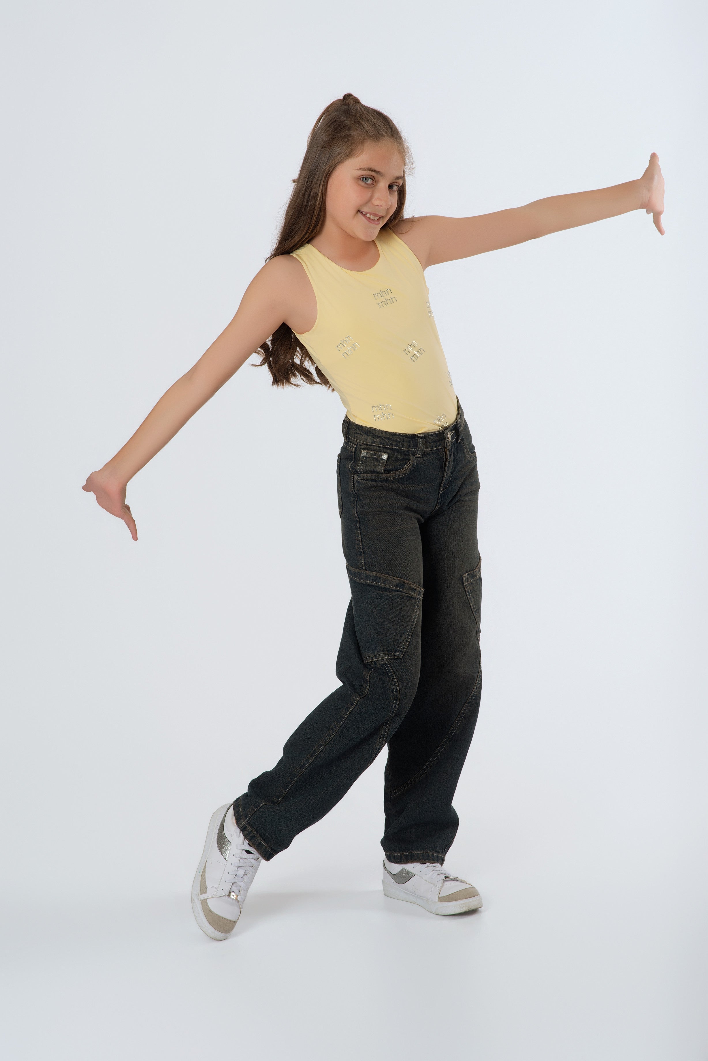 Body Teens con Apliques MHN en Piedra | Nylon Spandex Estilo Y2K