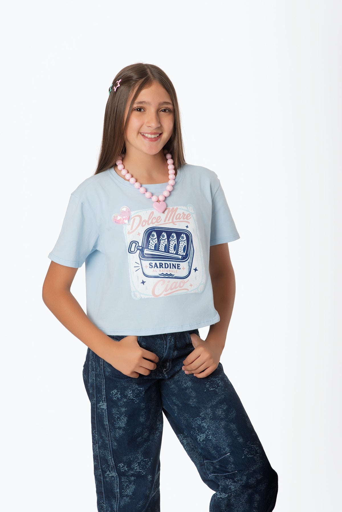 Camiseta Teens Estampado Sardina | Frescura y Estilo Retro-Chic