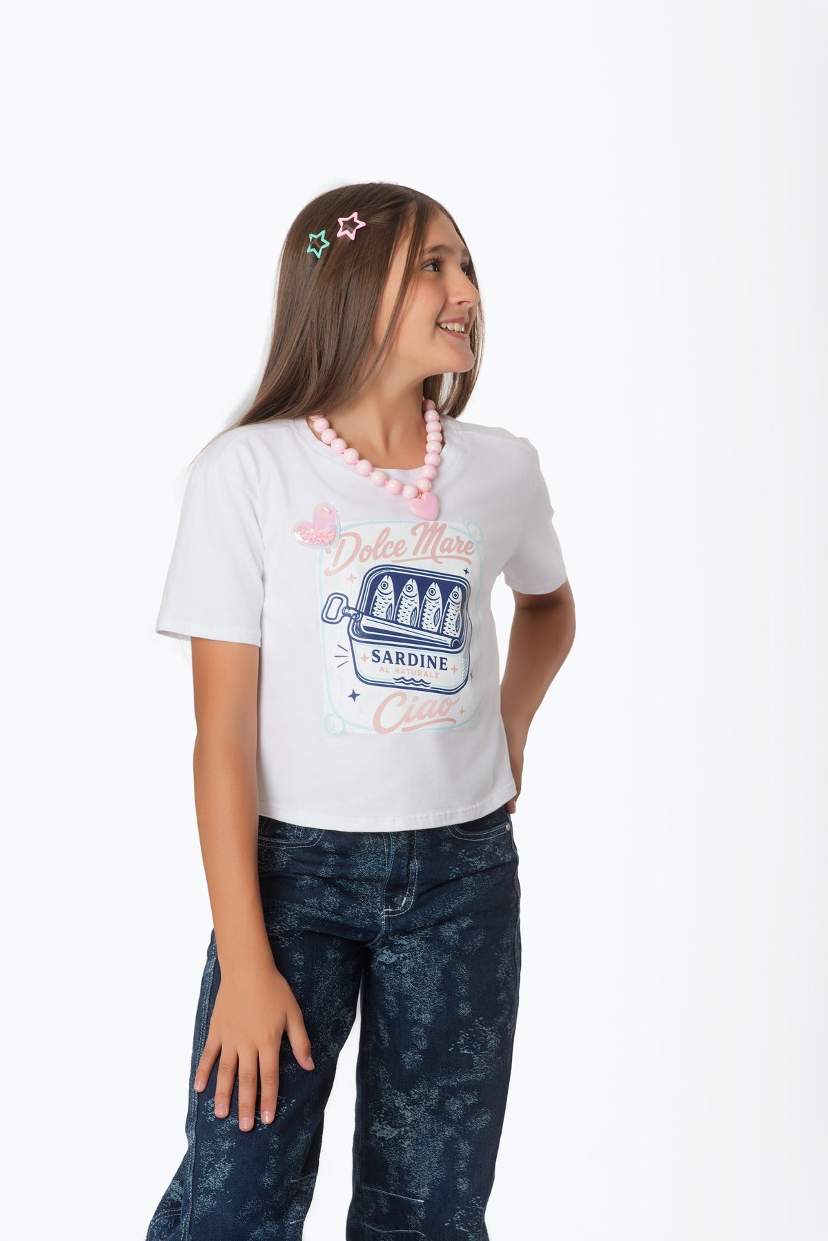 Camiseta Teens Estampado Sardina | Frescura y Estilo Retro-Chic
