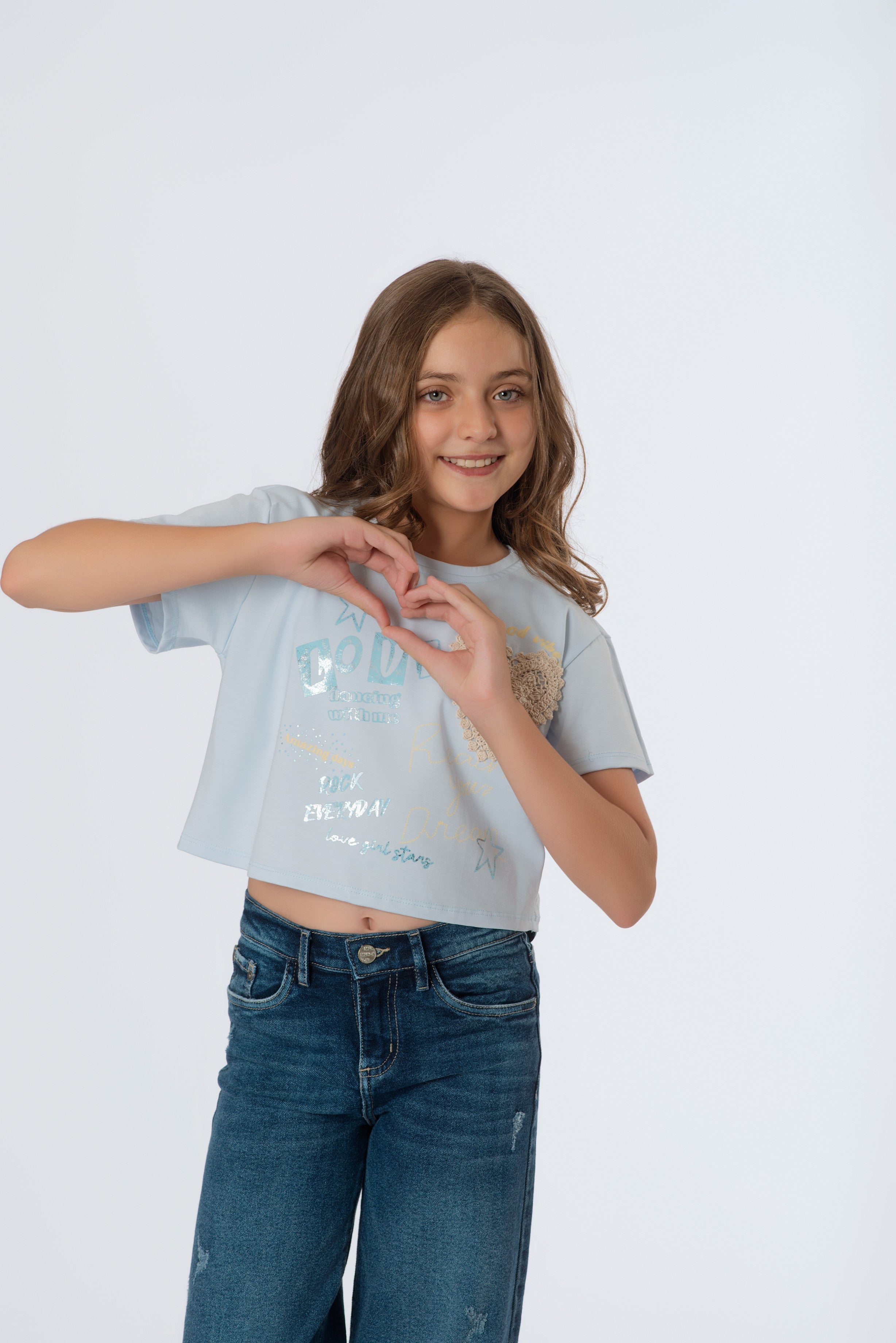 Camiseta Teens Corazón Tejido | Brillos y Estilo Aesthetic
