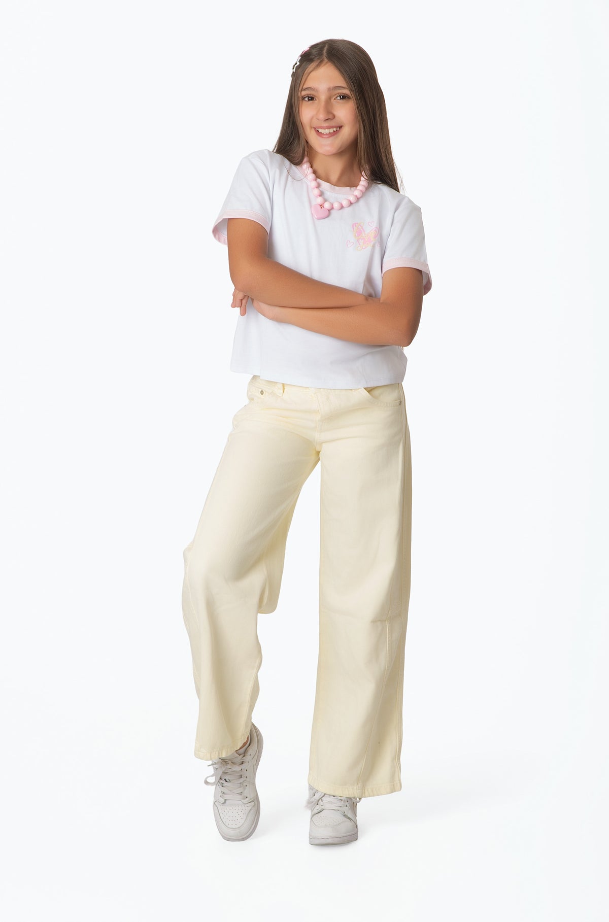 Conjunto Teens Blusa en Rayón y Pantalón en Drill Teñido con Estampado Love | Estilo Casual