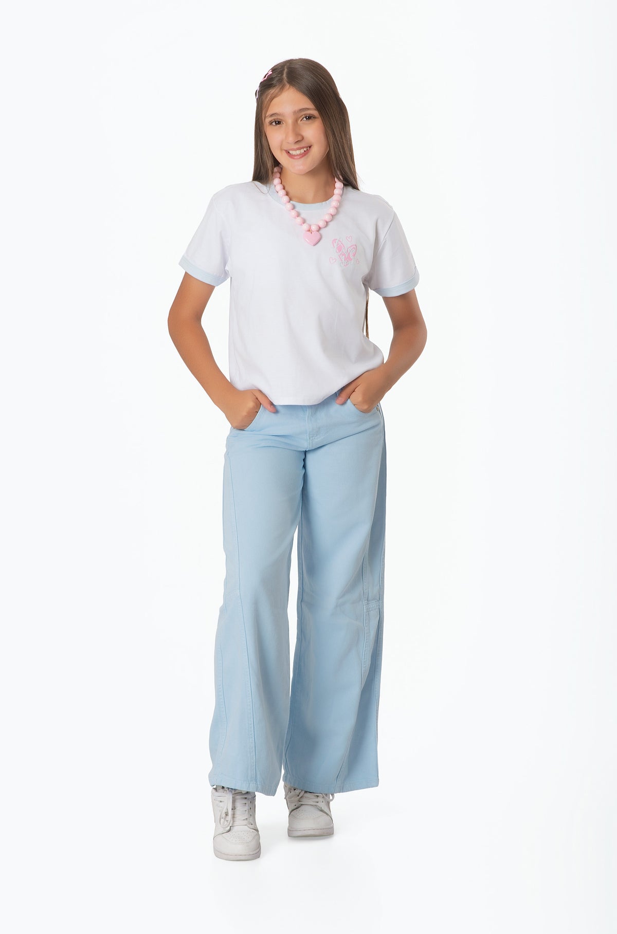 Conjunto Teens Blusa en Rayón y Pantalón en Drill Teñido con Estampado Love | Estilo Casual