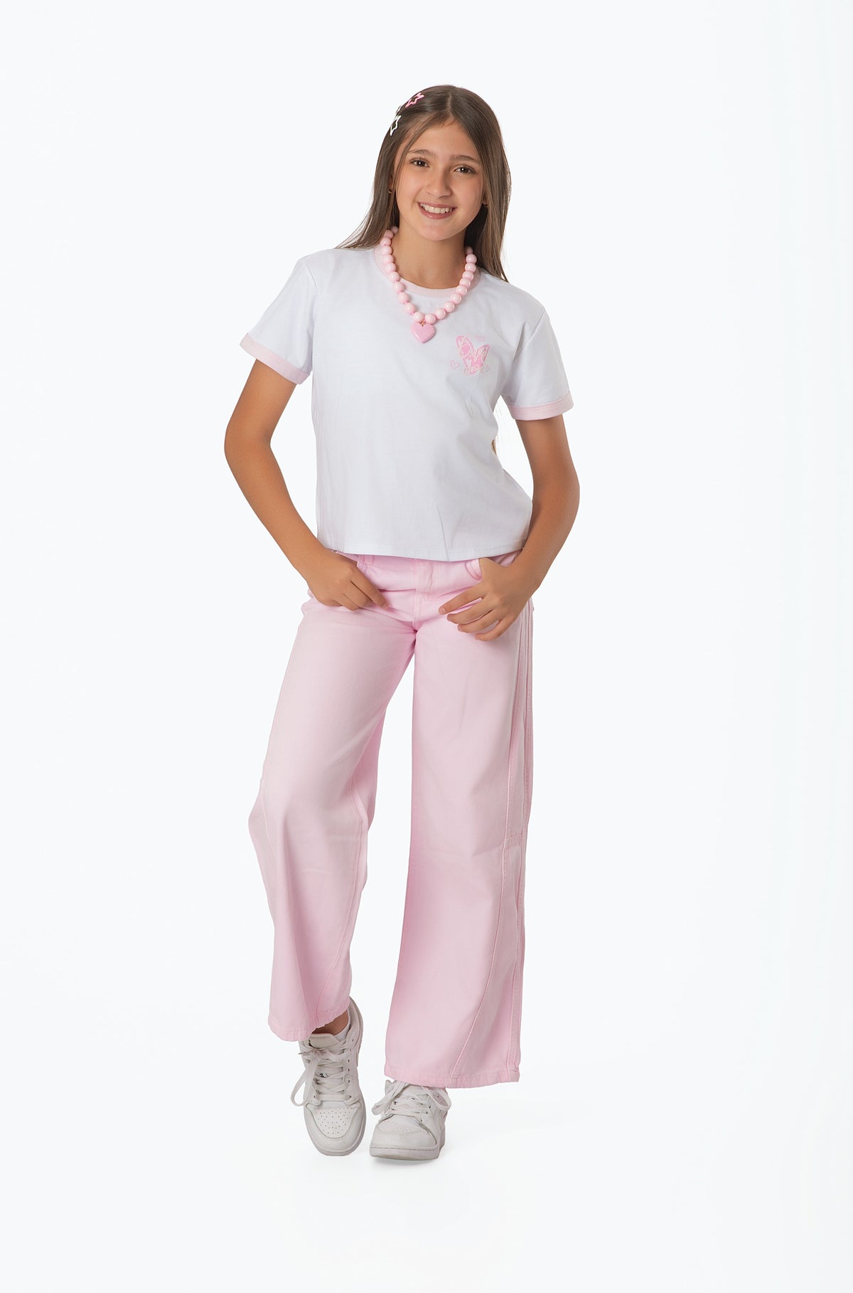 Conjunto Teens Blusa en Rayón y Pantalón en Drill Teñido con Estampado Love | Estilo Casual
