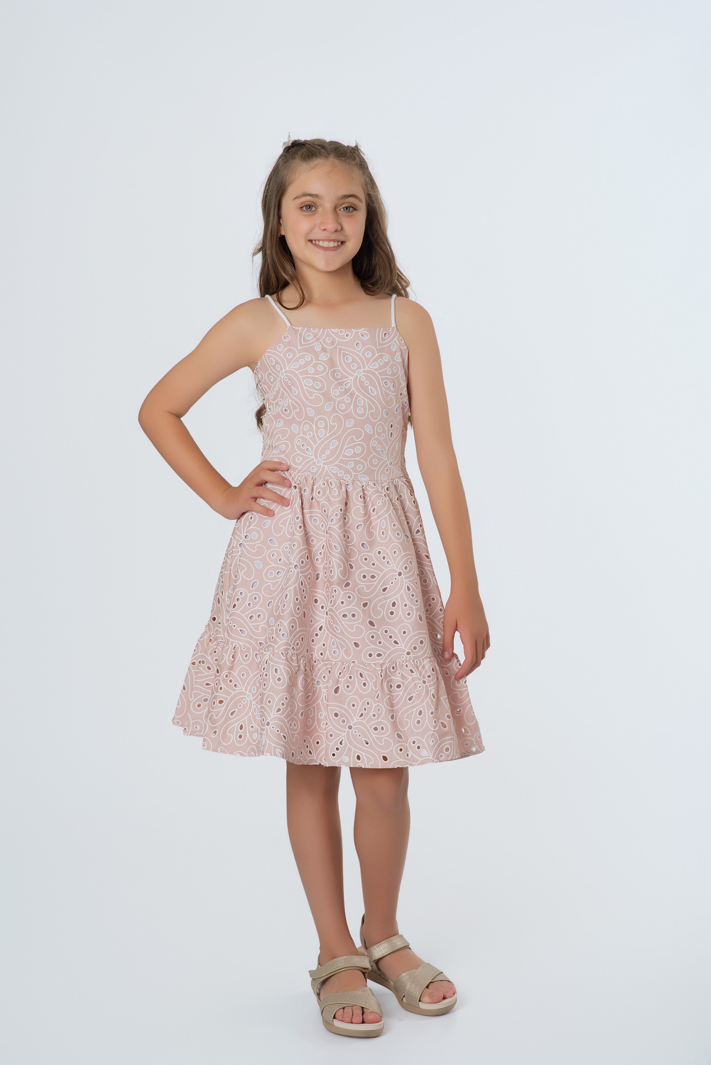 Vestido Teens en Lino Estampado | Espalda para Amarrar y Detalles Boho