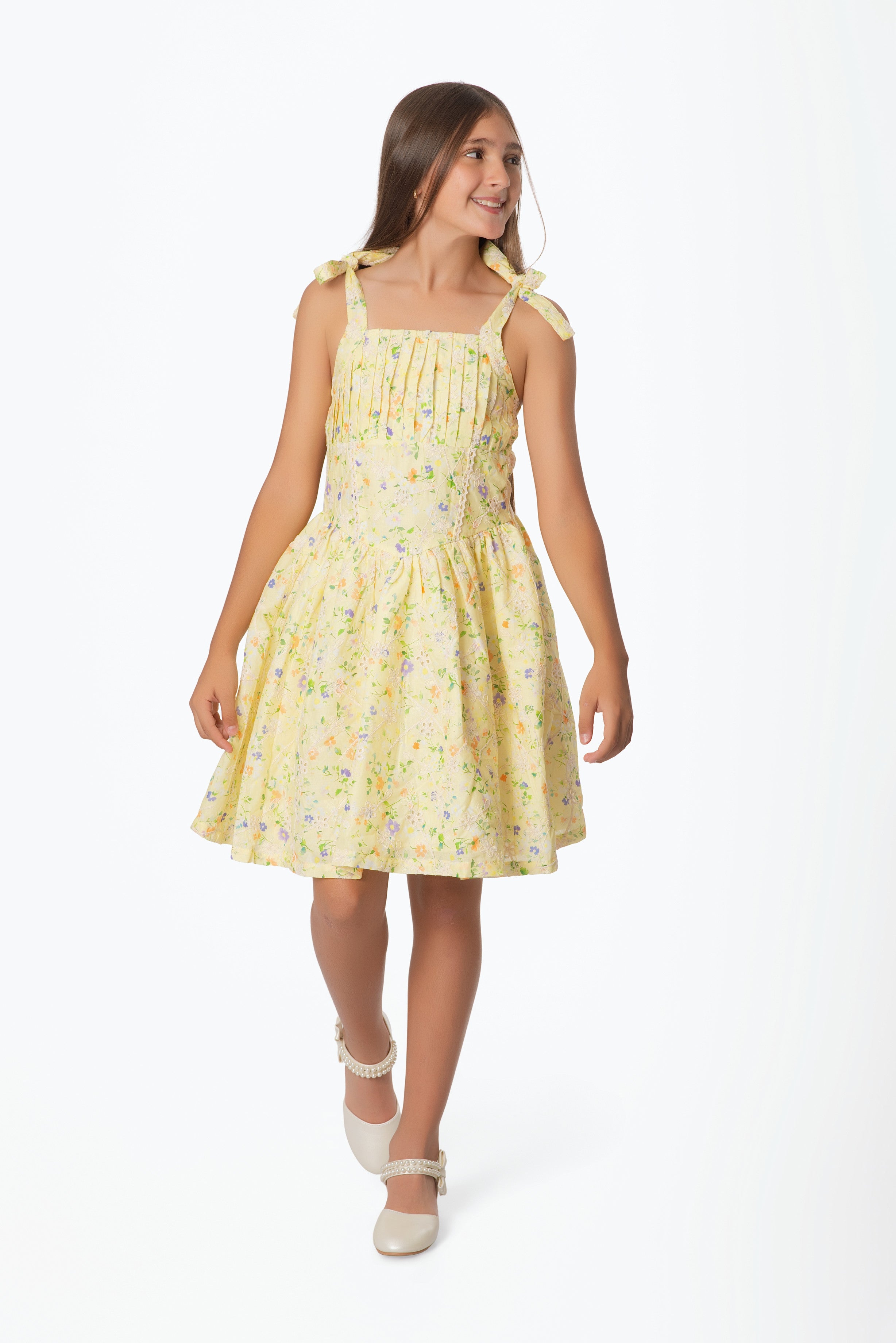 Vestido Teens con Estampado Floral | Algodón Bordado