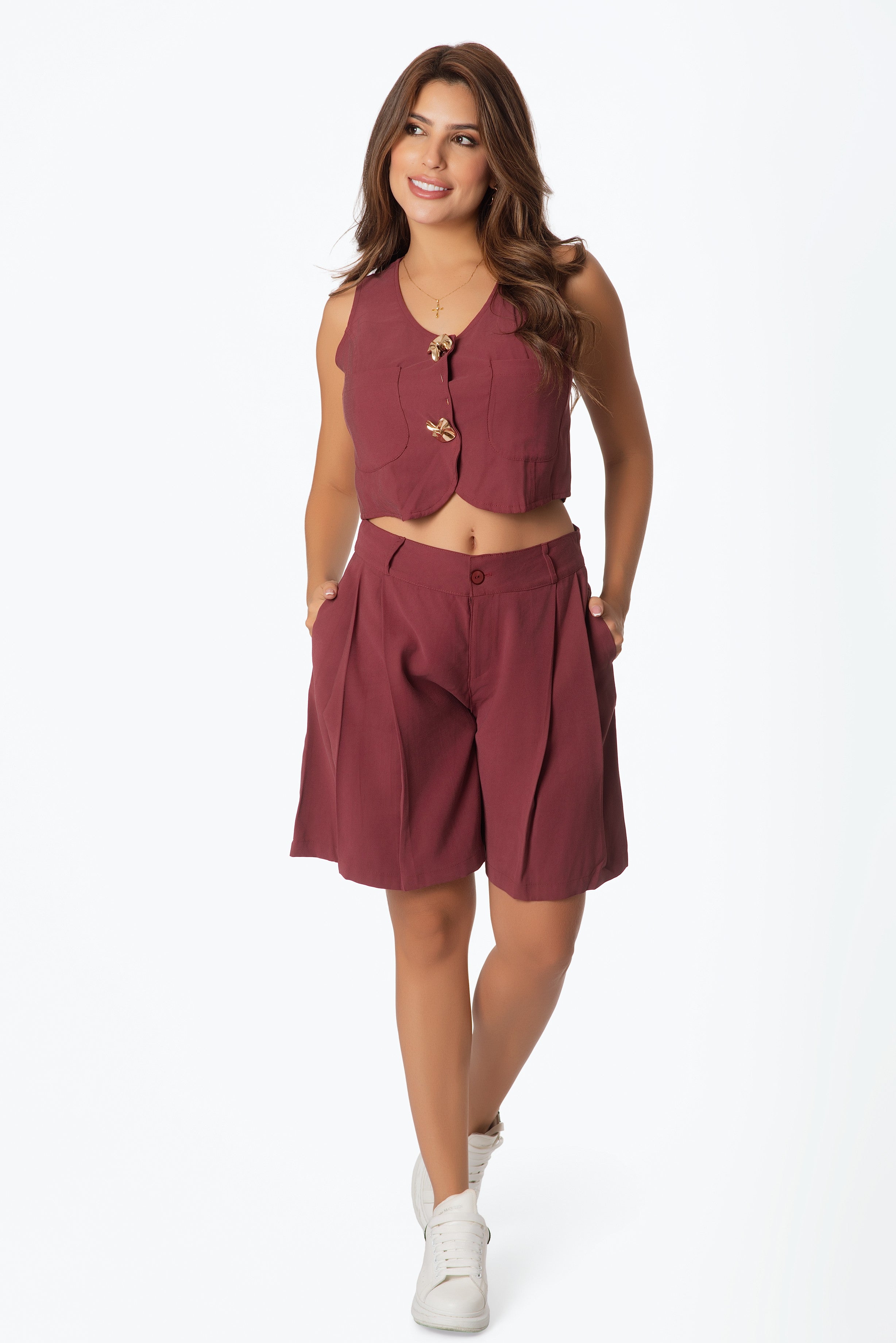 Set Femenino de Chaleco y Short | Estilo Sastre en Chalis Rayón
