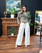 Blusa bolero con volantes de rayón