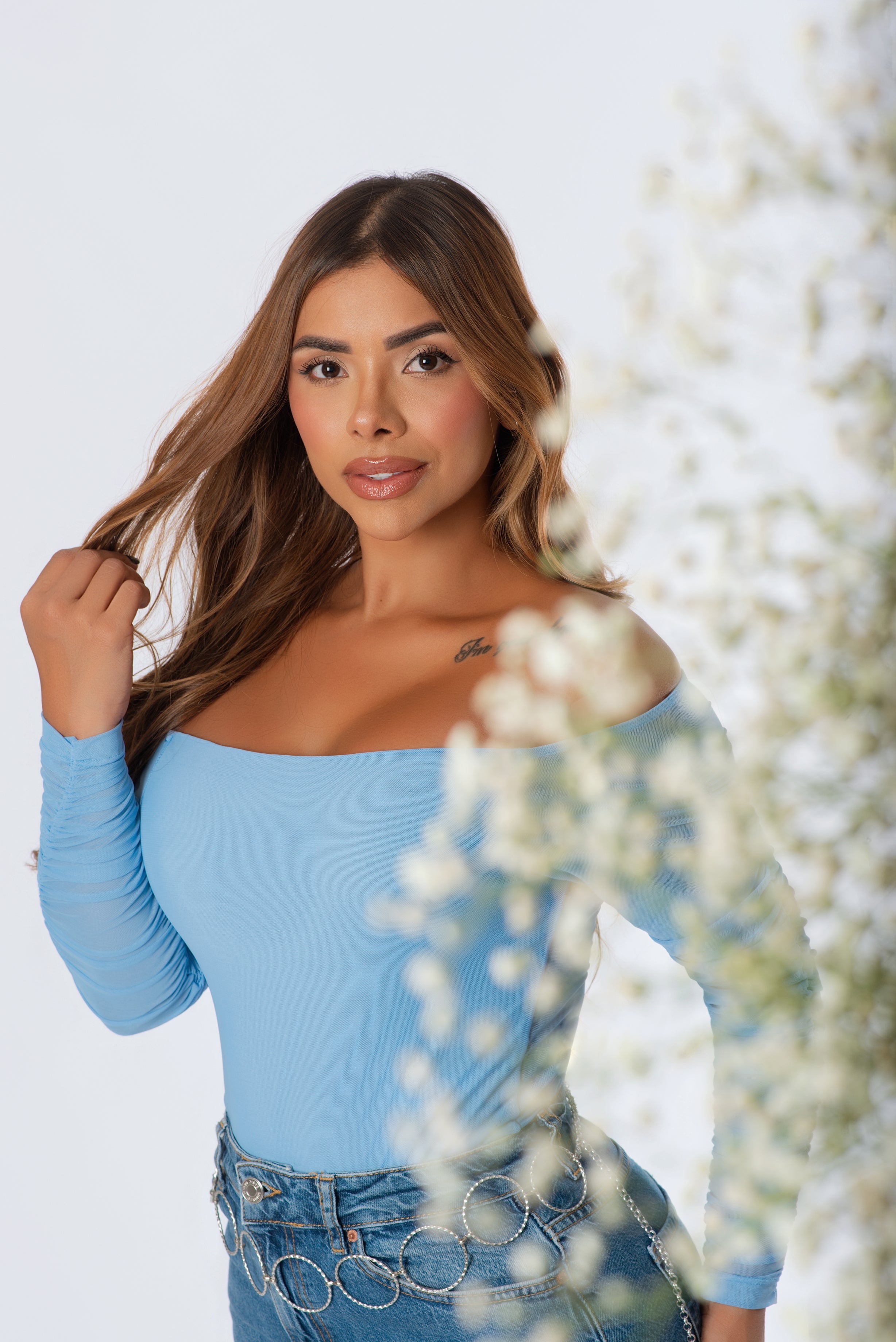 Body Mayatex Manga Larga con Piedras y Escote V | Elegancia Brillante