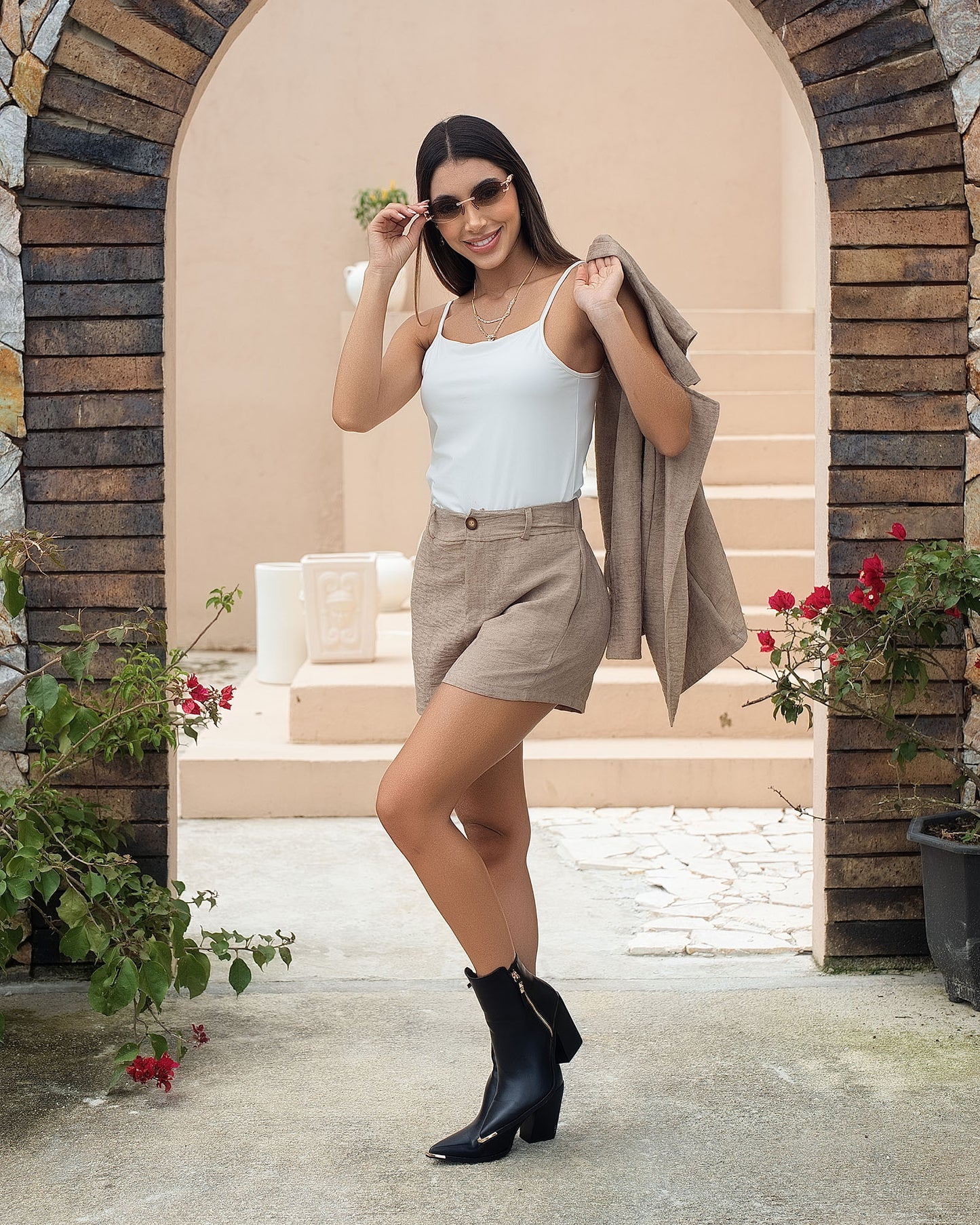 Conjunto short con chaleco mujer en rayón