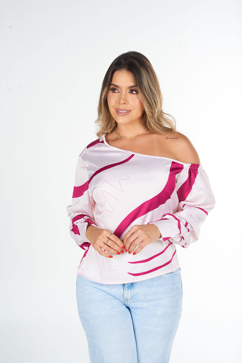 Blusa Manga Larga Un Solo Hombro