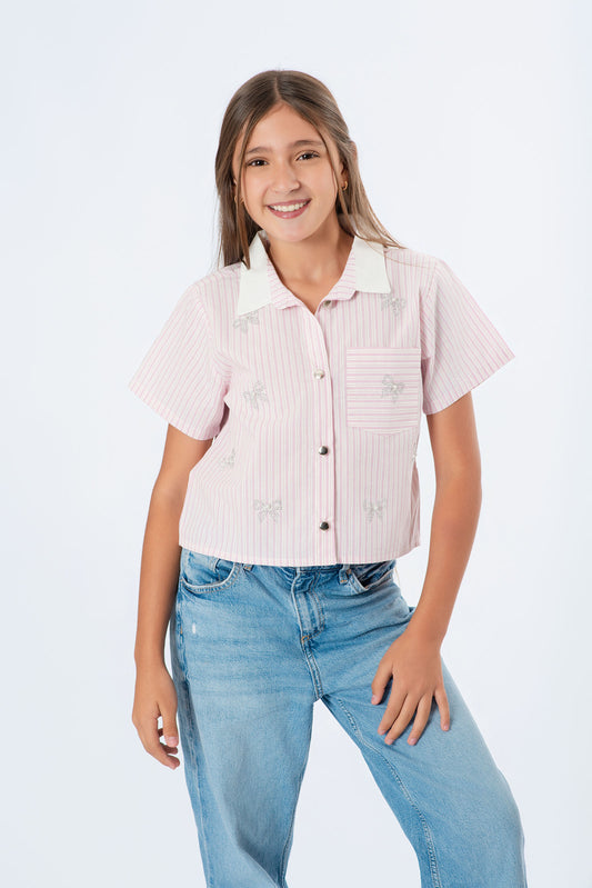 Blusa rayas niña con moños