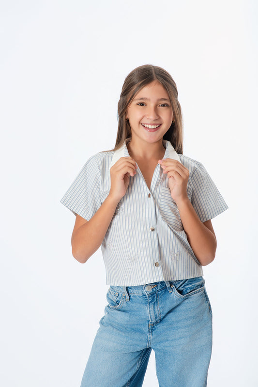 Blusa rayas niña con moños