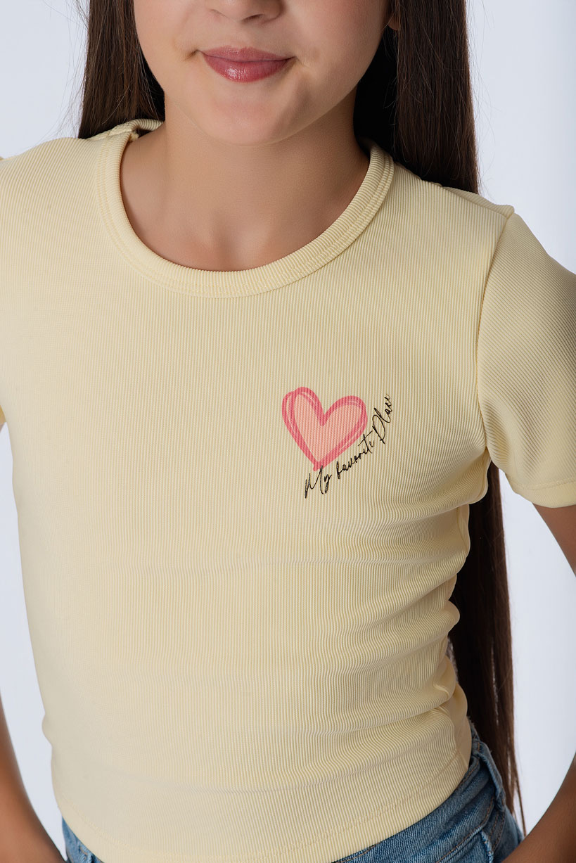 Blusa Teens con  Aplique Corazón | Estilo Coquette