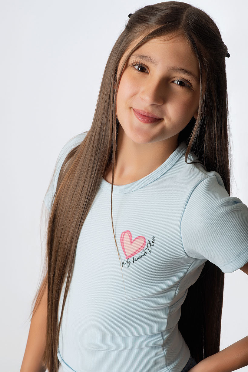 Blusa Teens con  Aplique Corazón | Estilo Coquette