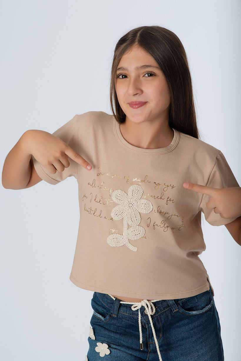 Camiseta Teens Con Estampado Flor | Básica Aesthetic