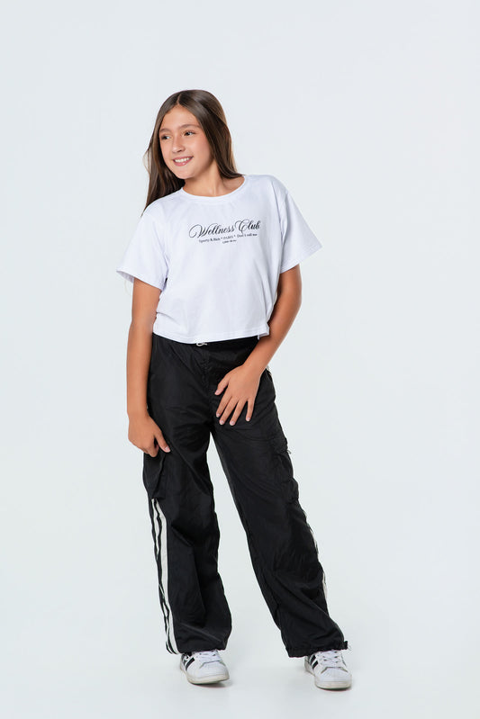 Conjunto pantalón parachute niña con crop