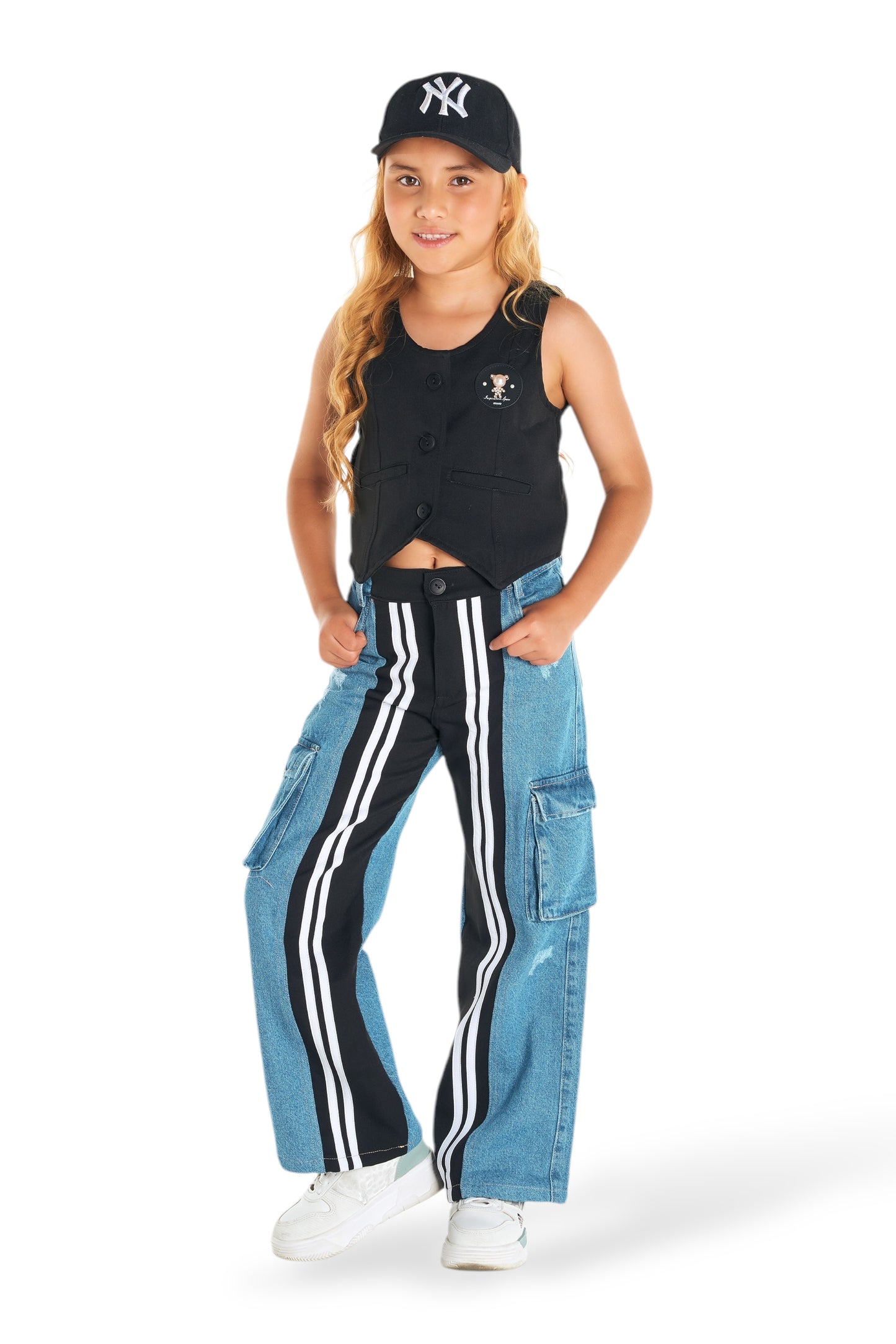 Conjunto Teen Chaleco Negro + Jean Cargo