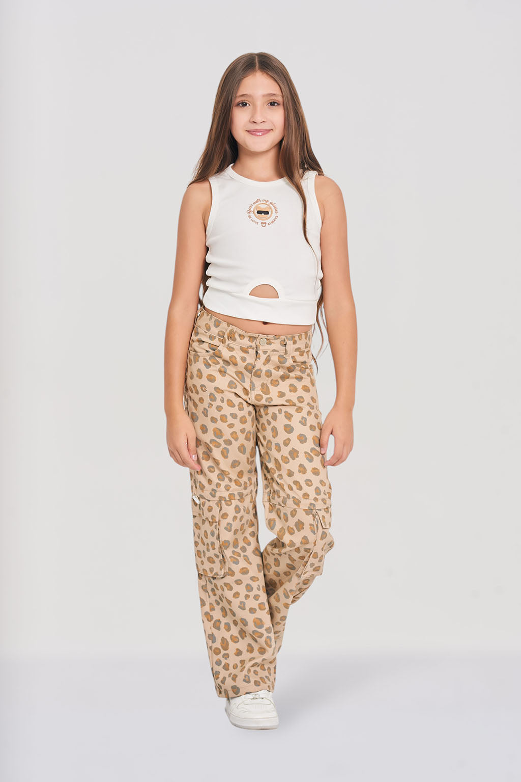 Conjunto beige animal print