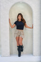 Short Caqui en Lino con Solapa y Bolsillo