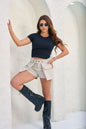 Short en Lino con Solapa y Bolsillo