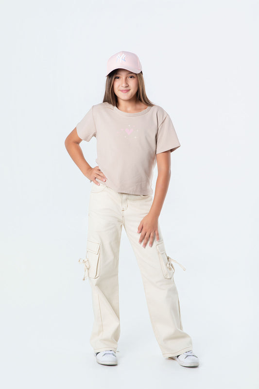 Conjunto pantalón drill con camiseta oversize teens