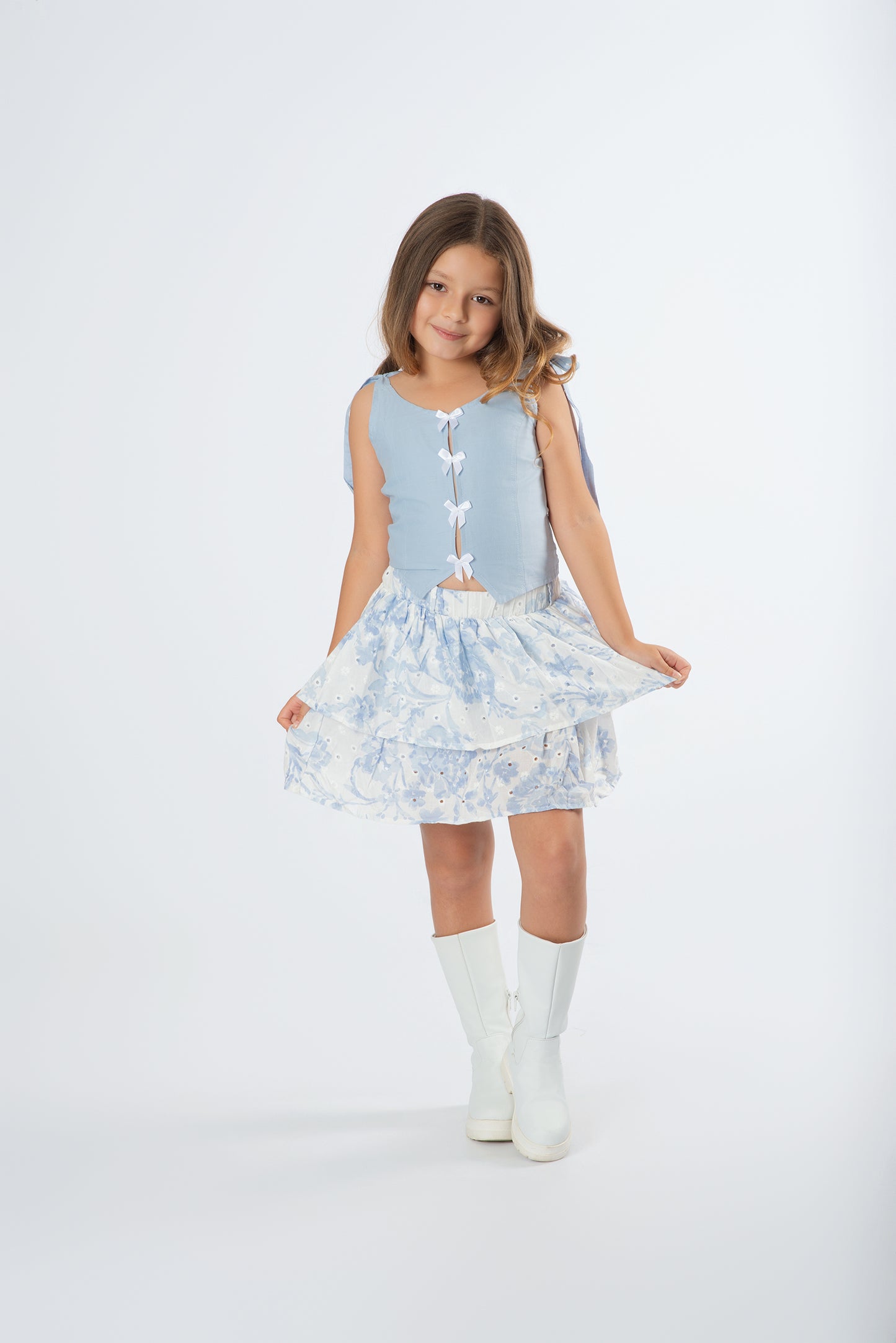 Set Falda Estampado | Top Popelina Vuelo